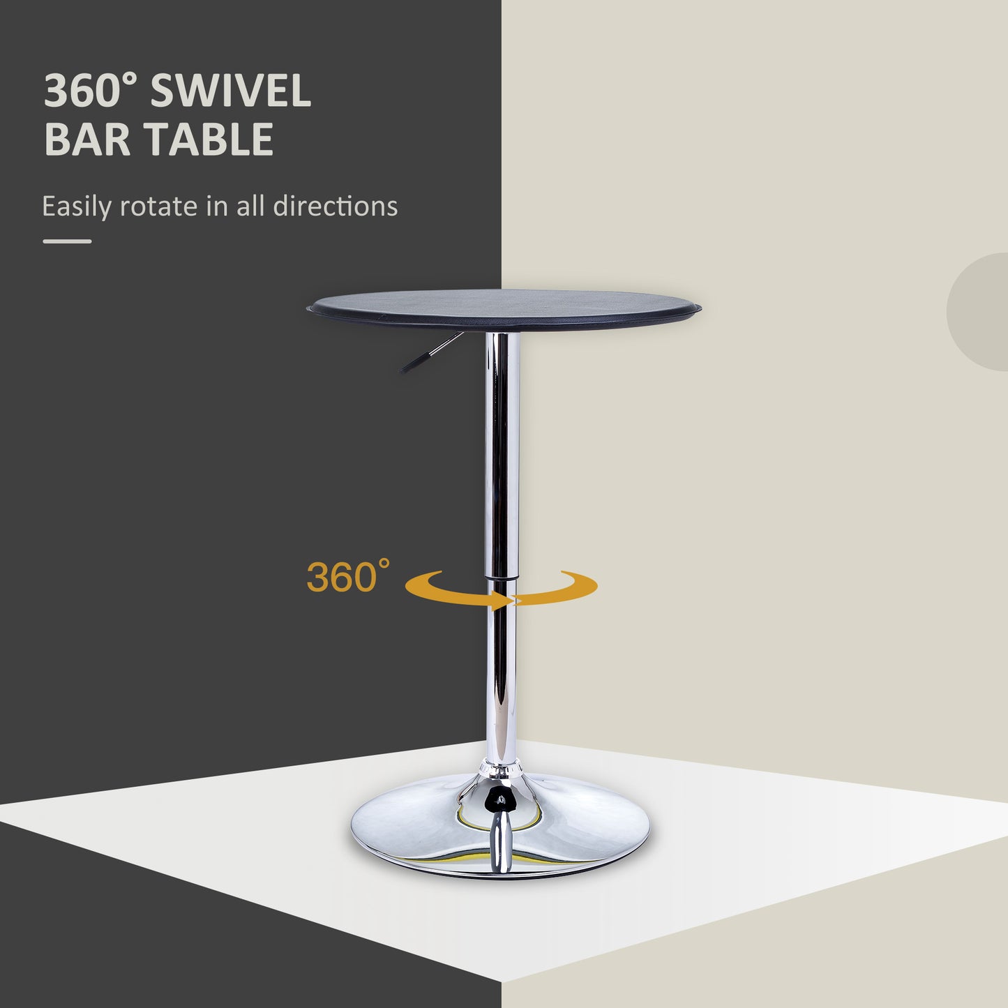 Table de bar ronde hauteur ajustable dessus simili cuir
