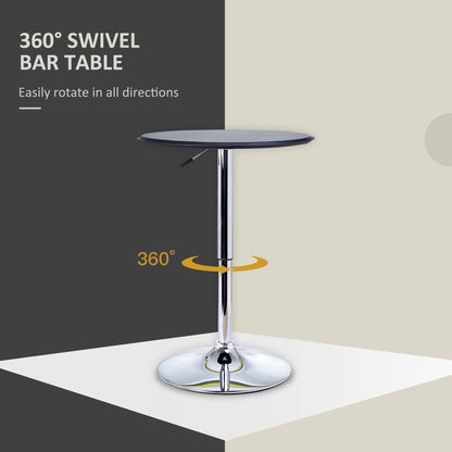 Table de bar ronde hauteur ajustable dessus simili cuir