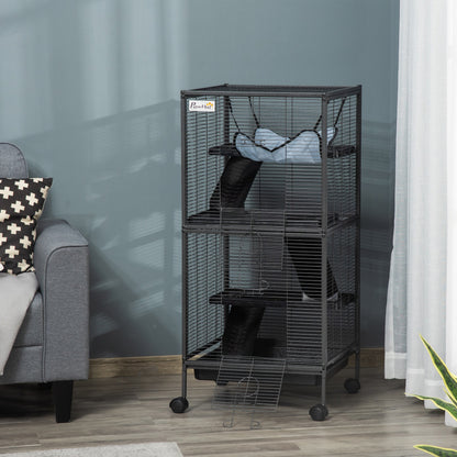 Cage à roulettes pour petits animaux 4 niveaux