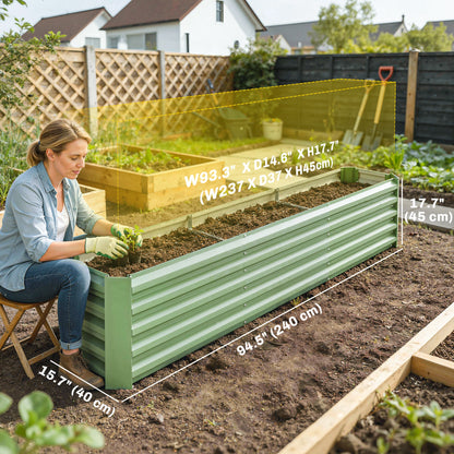 Outsunny Galvanized Raised Garden Bed 240x40x45cm Outdoor Garden