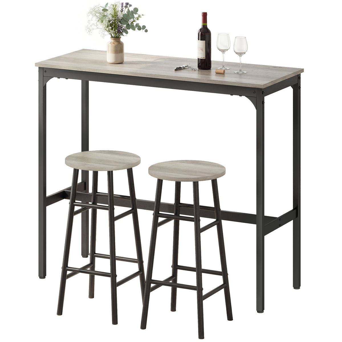Ensemble bar 3 pièces table haute et tabourets