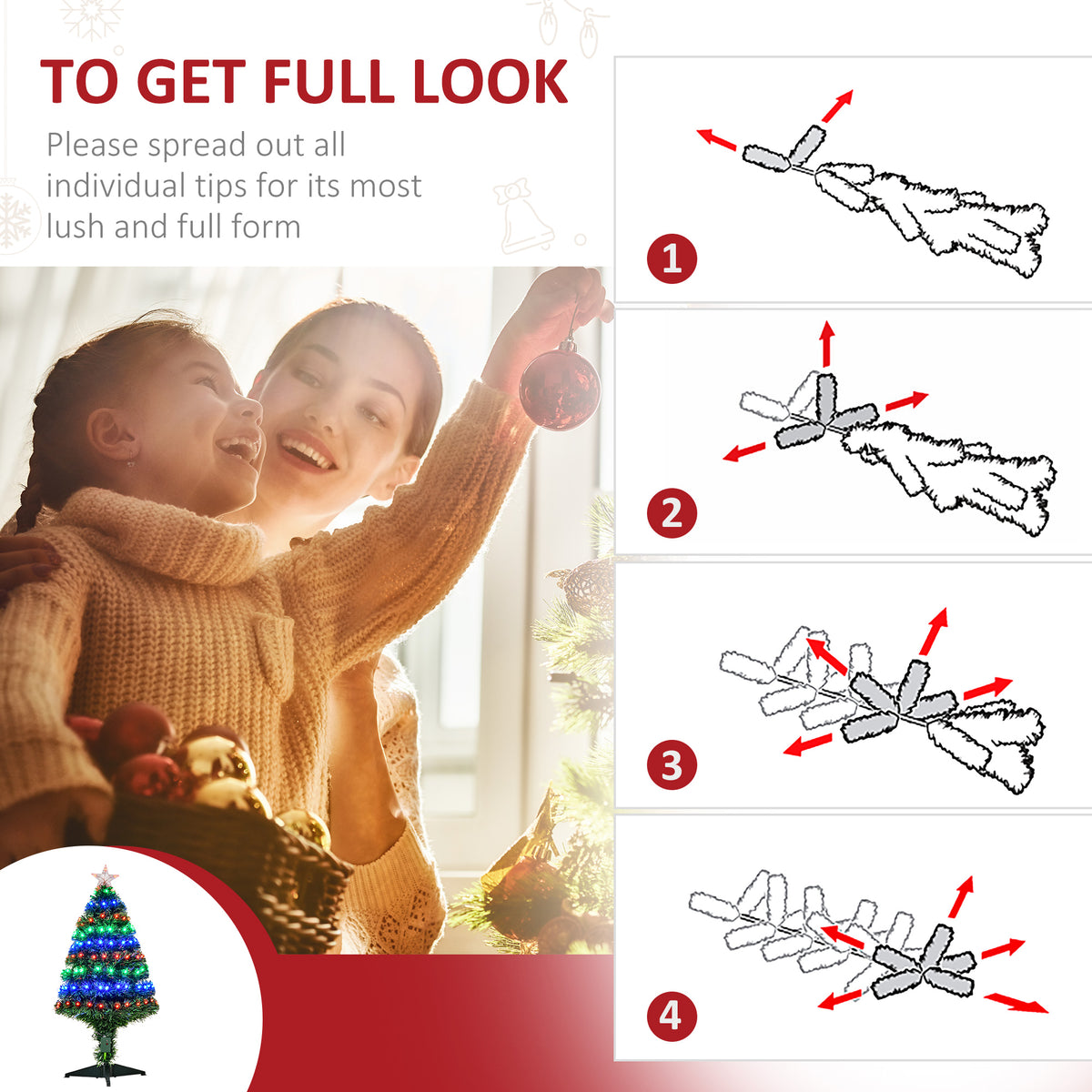 Arbre de Noël artificiel lumineux et optique prééclairé