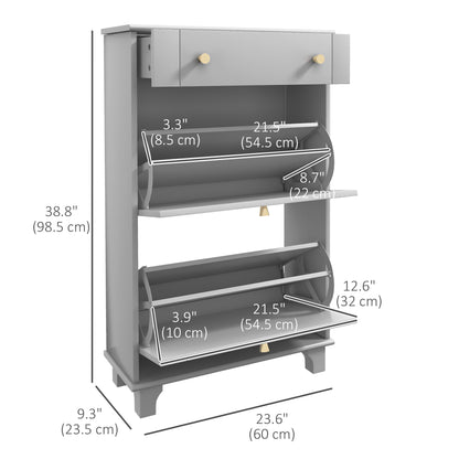Armoire à chaussures slim 2 tiroirs rabattables 8 paires