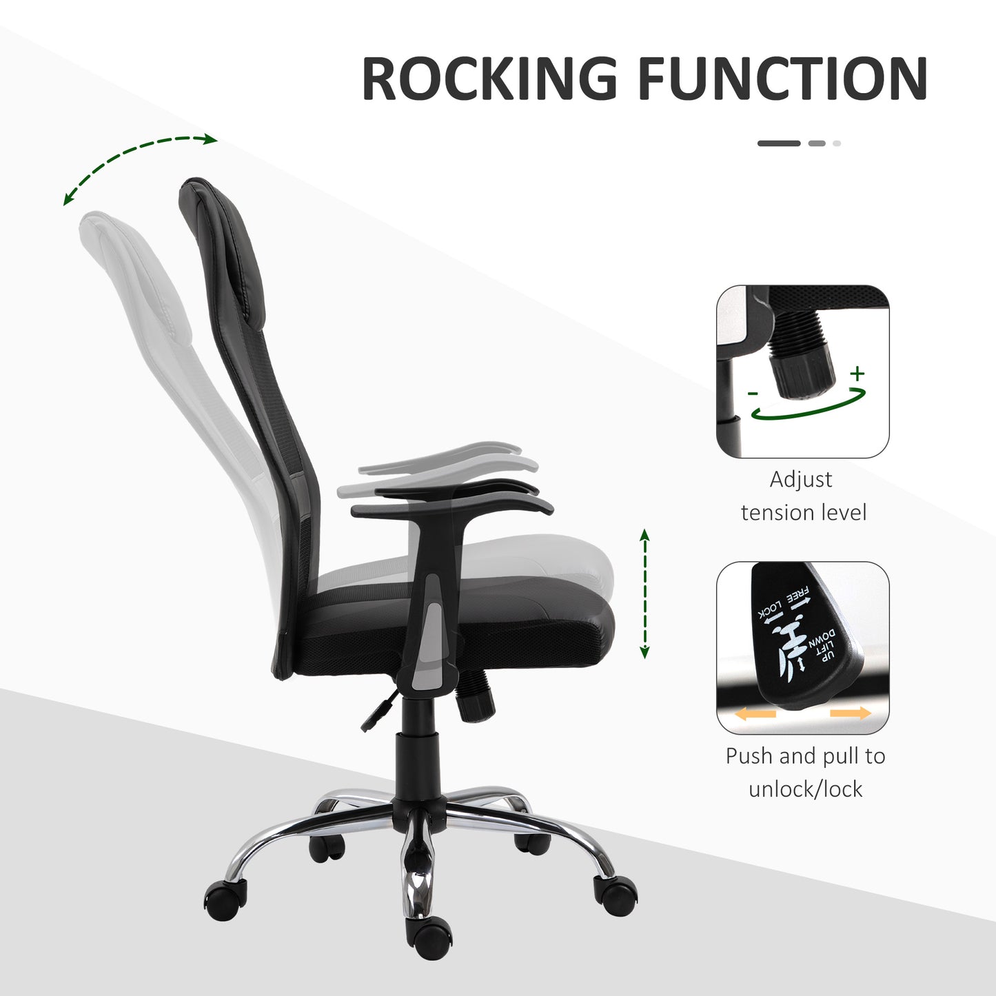 Chaise de bureau ergonomique dossier haut en maille