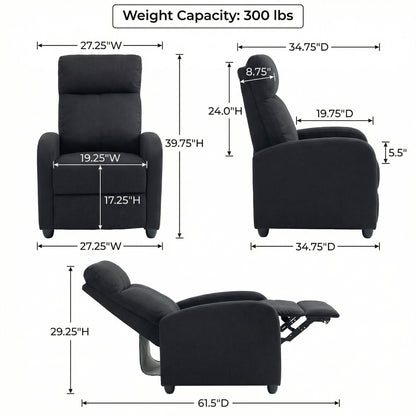 Fauteuil inclinable manuel rembourré lin pour salon