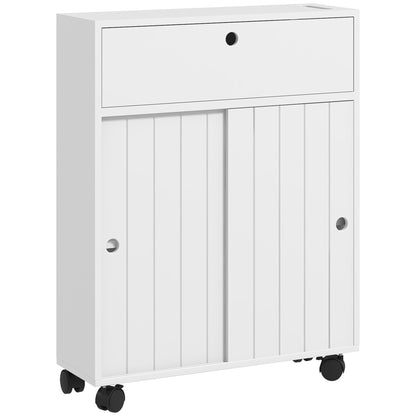 Meuble de rangement pour salle de bains mince sur roulettes