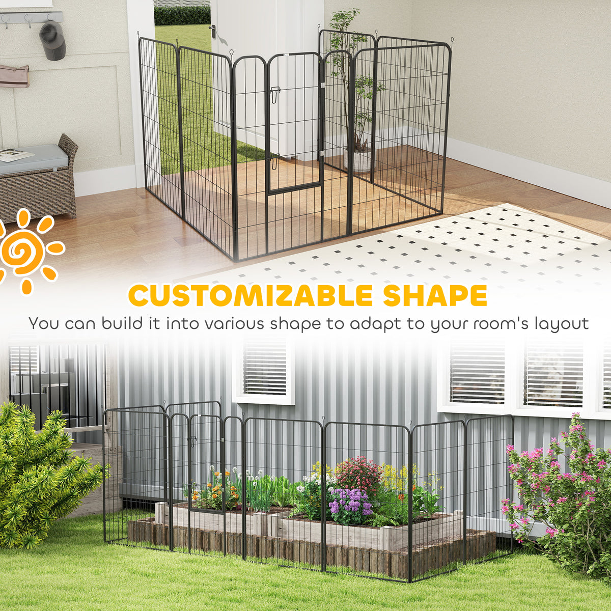 Parc pour chien 8 panneaux pliable robuste en acier