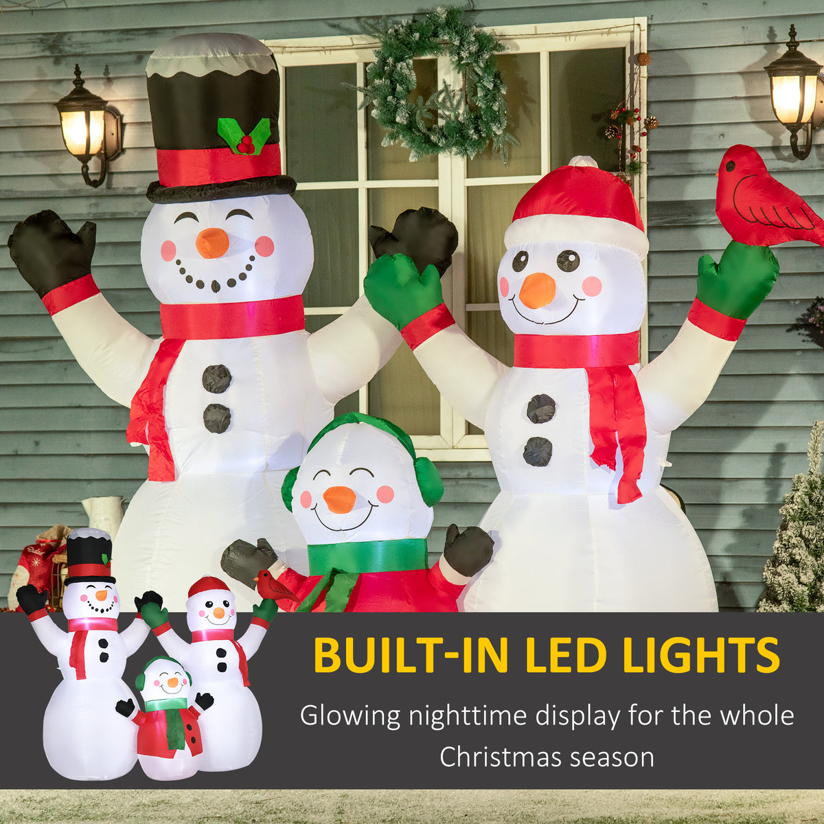 Bonhomme de neige gonflable de Noël lumineux