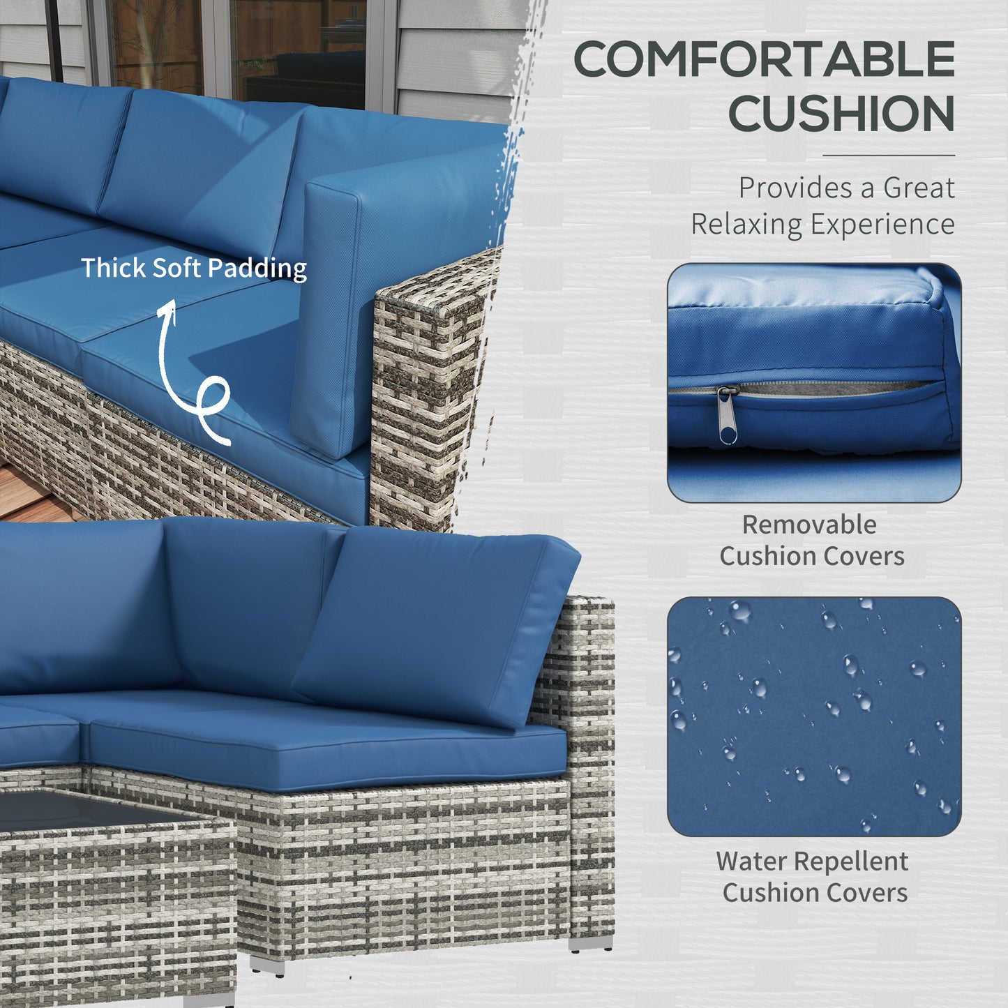 Ensemble de meubles de patio 7 pièces rotin modulaire