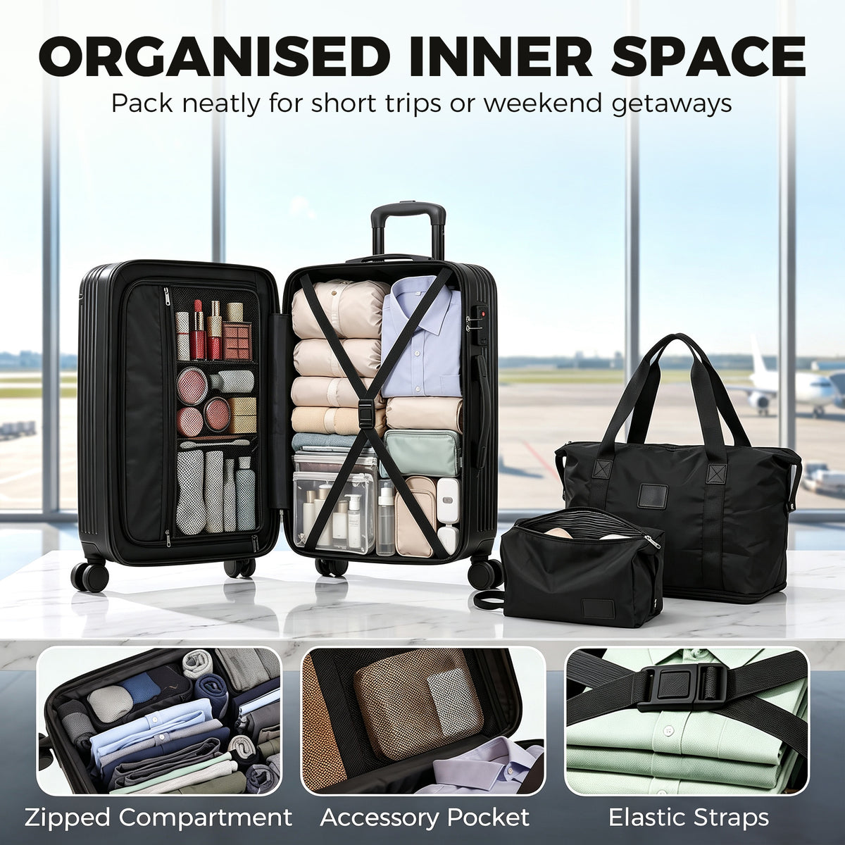Ensemble bagages 3 pièces extensible avec serrure TSA