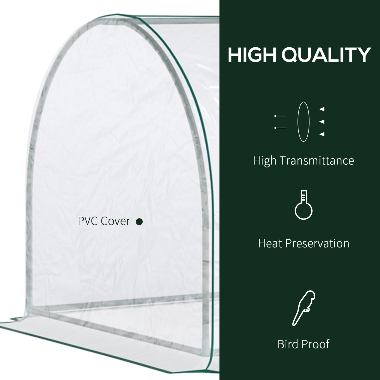 Outsunny 2m x 1m x 0.8m Tunnel Greenhouse - Portable with Zippered Doors