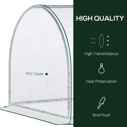 Outsunny 2m x 1m x 0.8m Tunnel Greenhouse - Portable with Zippered Doors