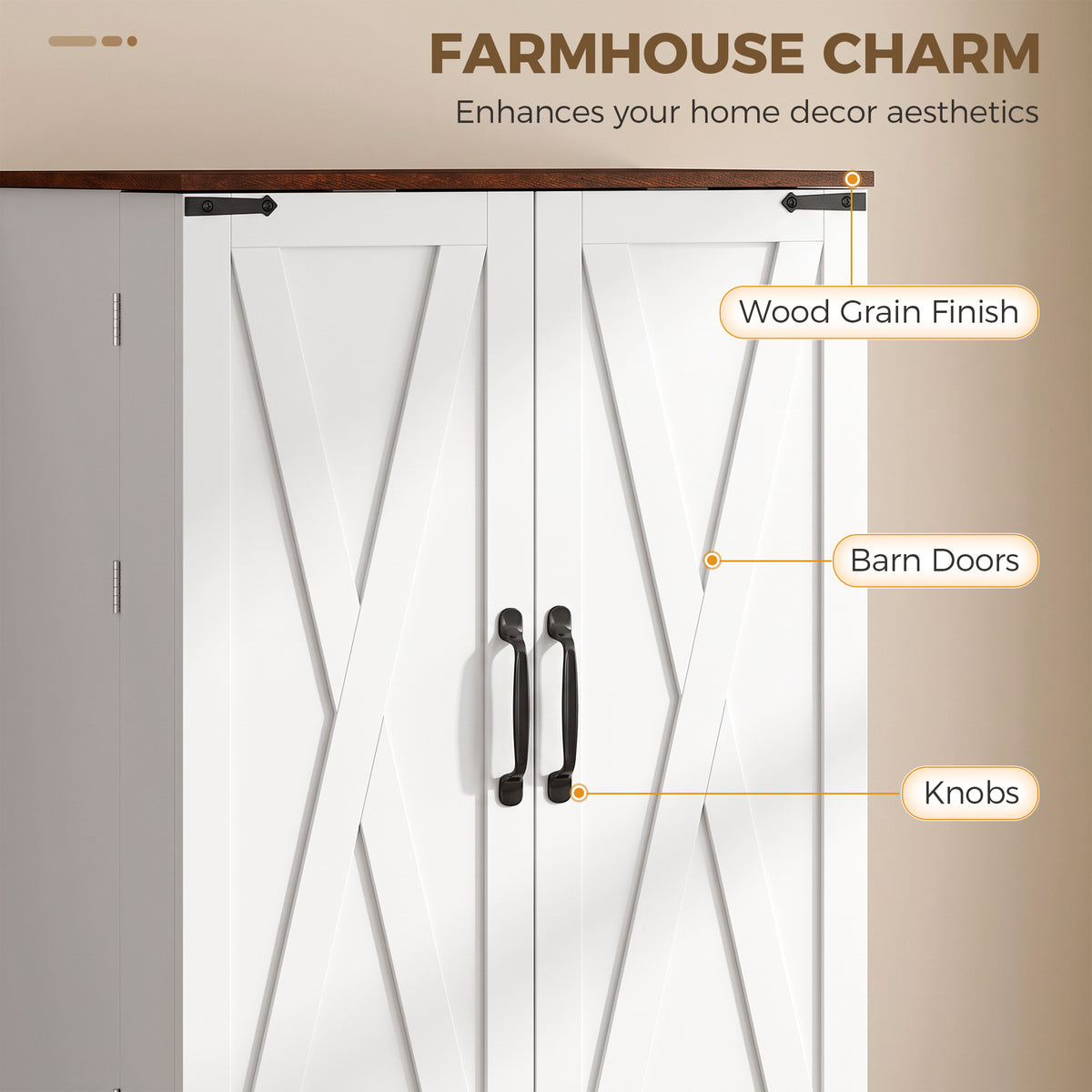 Armoire de cuisine haute de rangement style fermette
