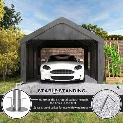 Abri auto 12x20 portes roulantes fenêtres amovibles