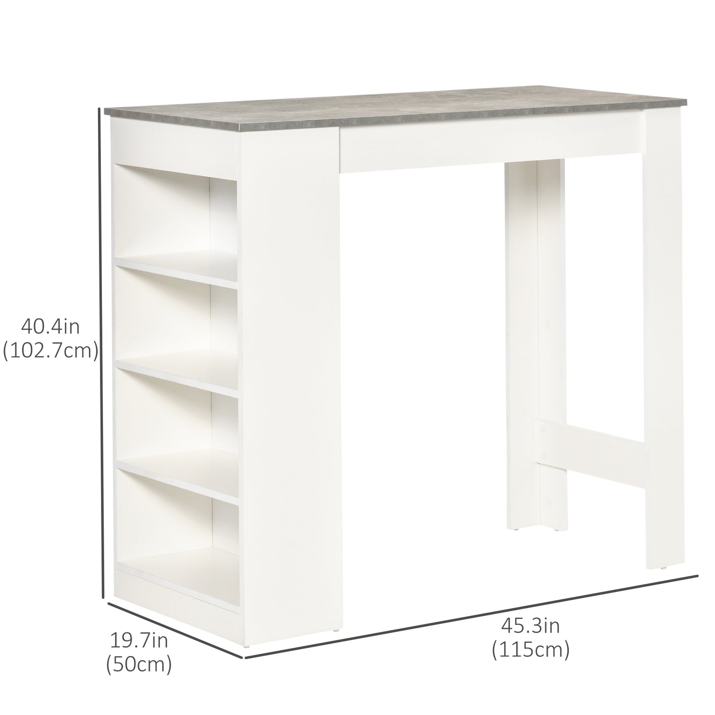 Table haute de bar avec 4 étagères de rangement