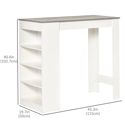 Table haute de bar avec 4 étagères de rangement