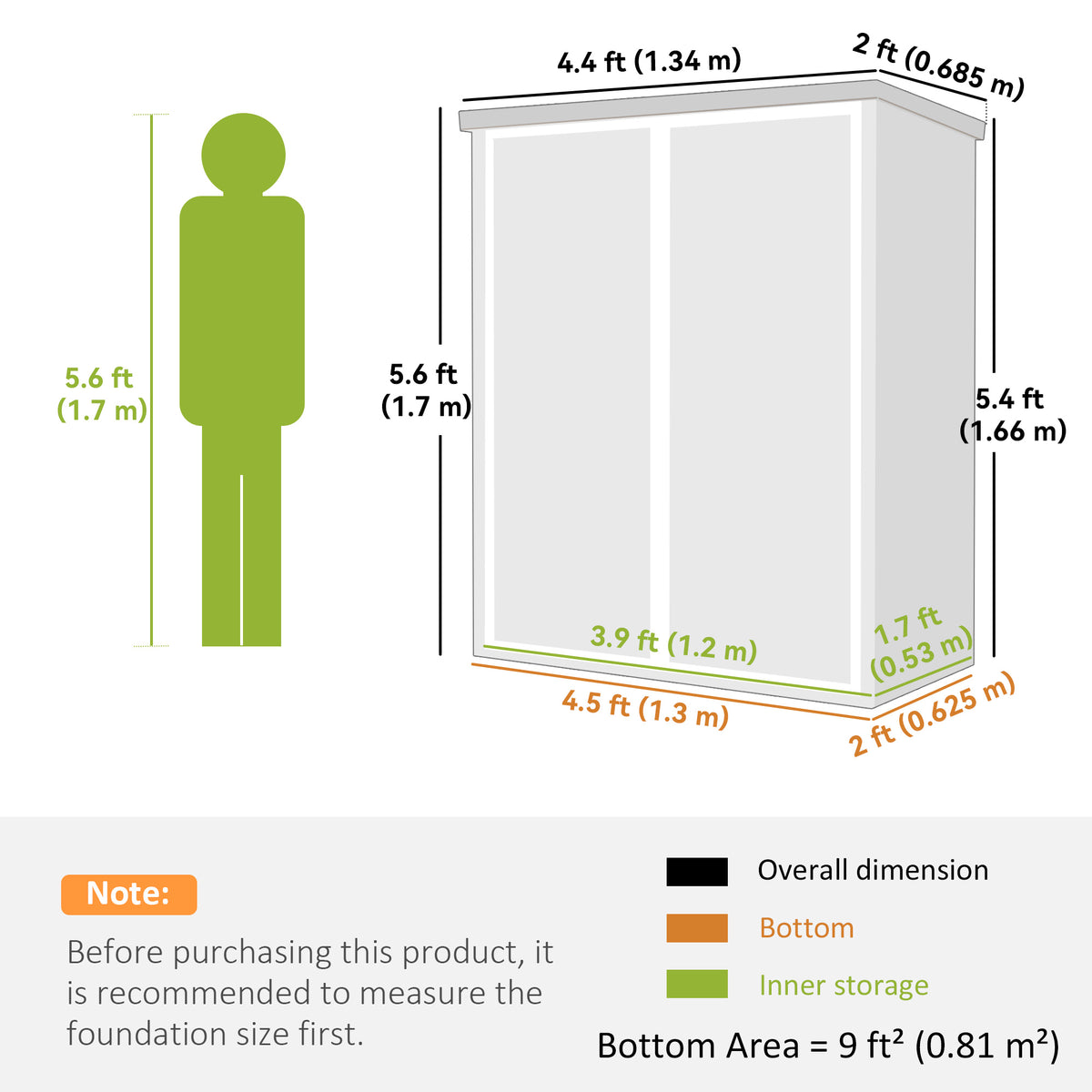 Cabanon de rangement 1.3 m × 0.7 m portes verrouillables tablettes
