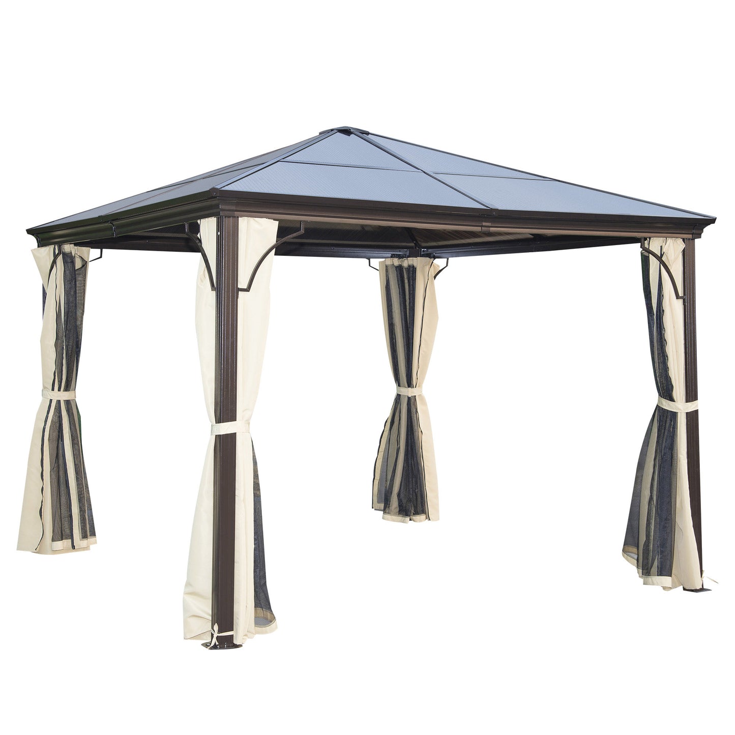 Gazebo à toit rigide polycarbonate 305 x 365 cm