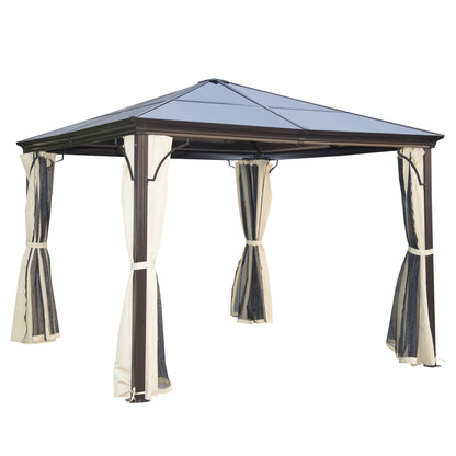 Gazebo à toit rigide polycarbonate 305 x 365 cm
