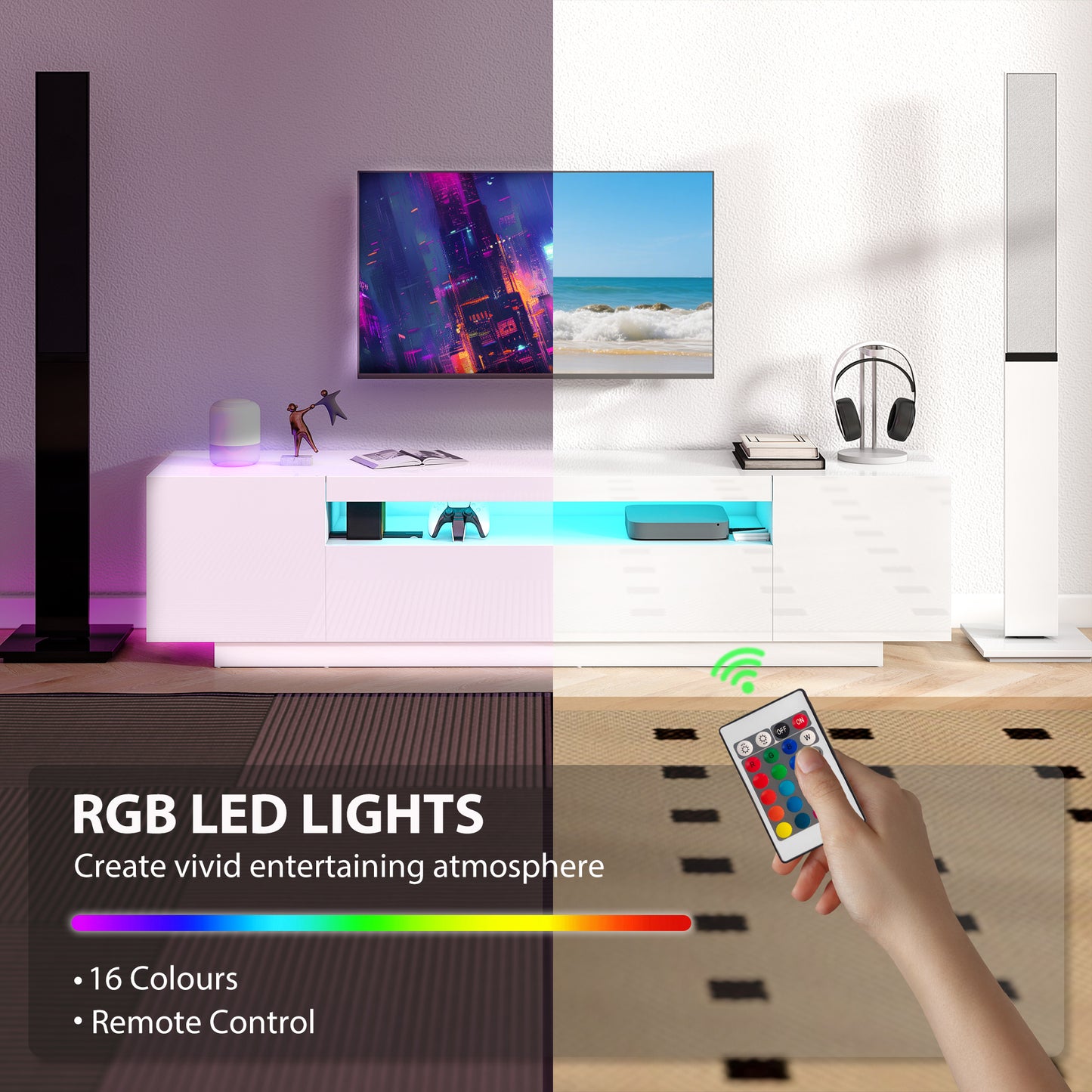 Meuble télé DEL RGB pour téléviseur 65-85 po