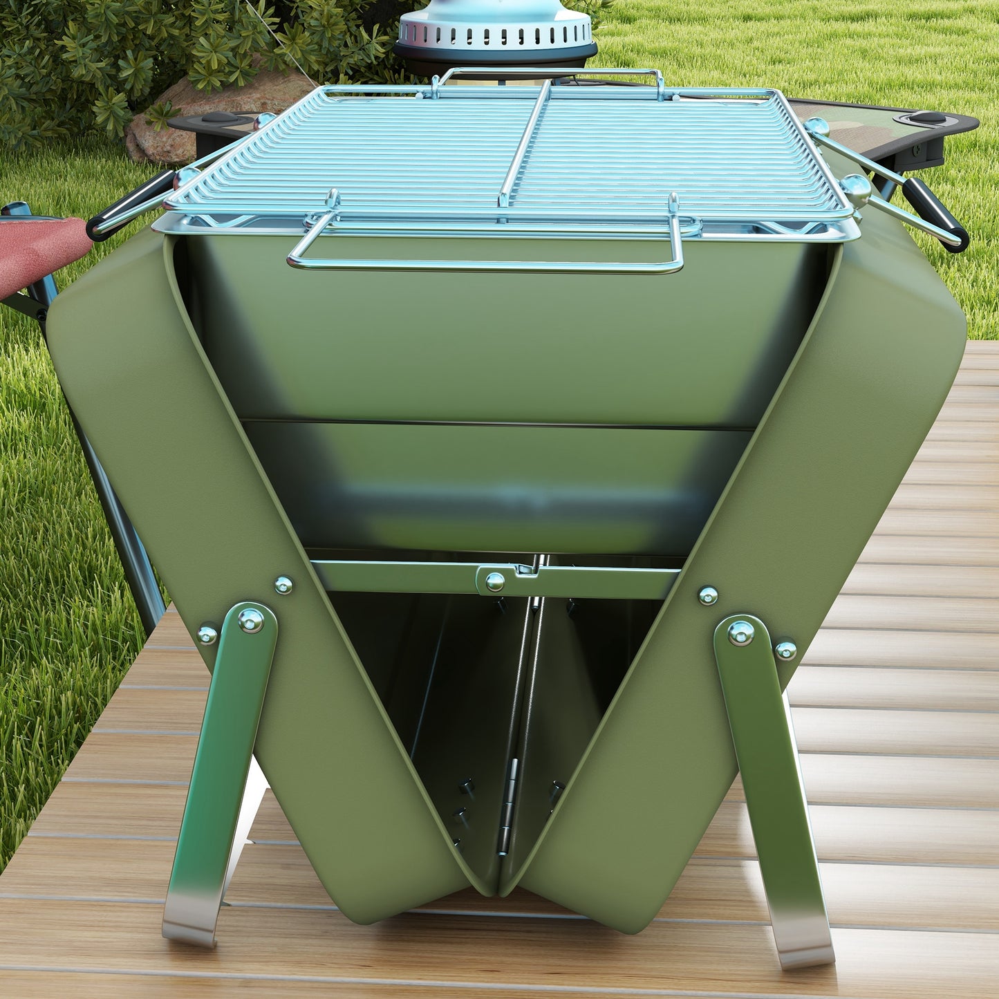 BBQ portable format valise métal charbon