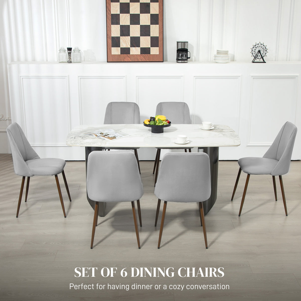 Ensemble de 6 chaises de salle à manger en velours