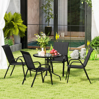 Ensemble de patio cinq pièces table ronde et chaises empilables
