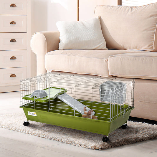 Cage pour petits animaux avec roulettes et accessoires