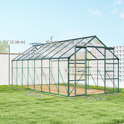 Serre de jardin aluminium polycarbonate avec gouttière 16' x 8'