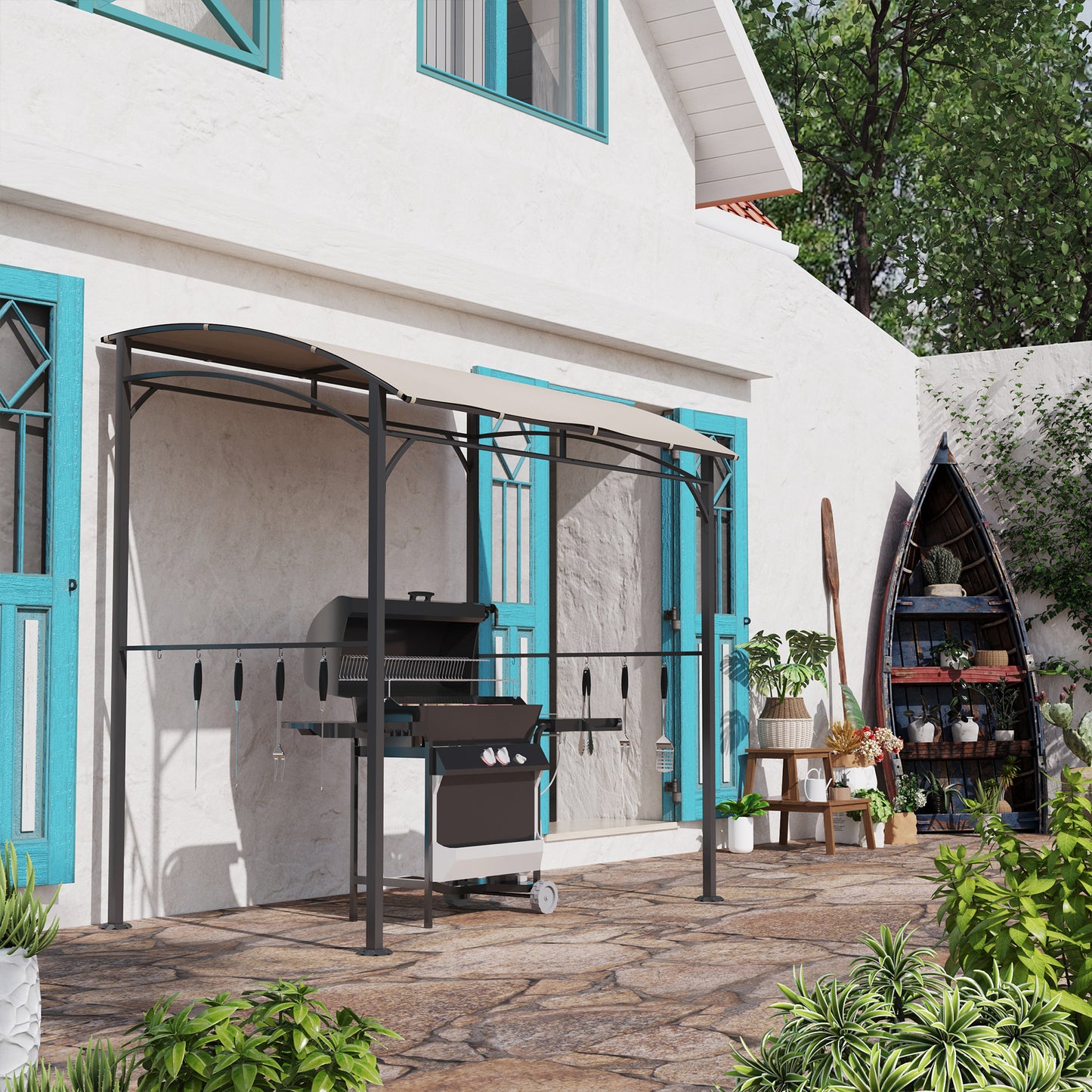 Gazebo BBQ courbé 7' x 5'