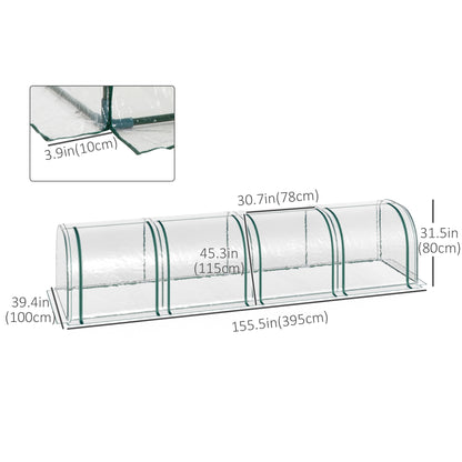  4m x 1m x 0.8m Portable Tunnel Greenhouse with 4 Zipper Doors
