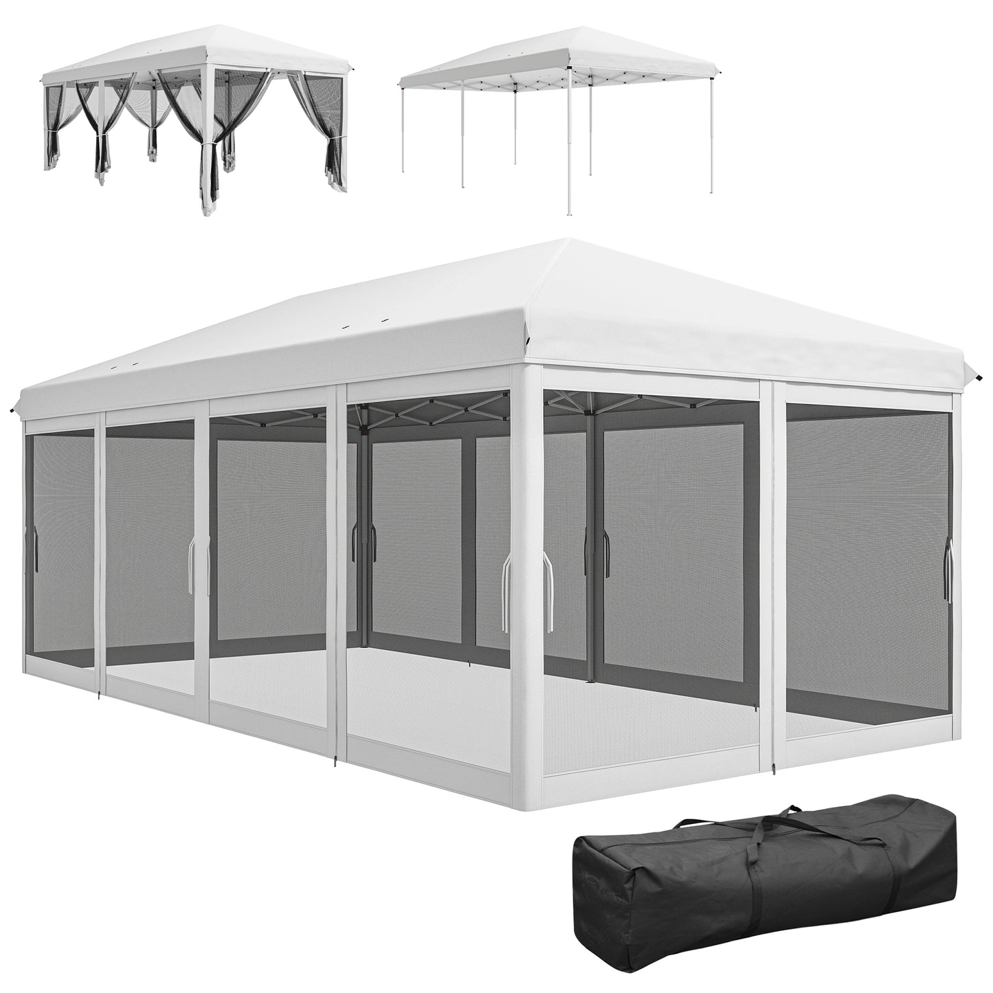 Tente gazebo pop-up 3x6m avec parois moustiquaire amovibles