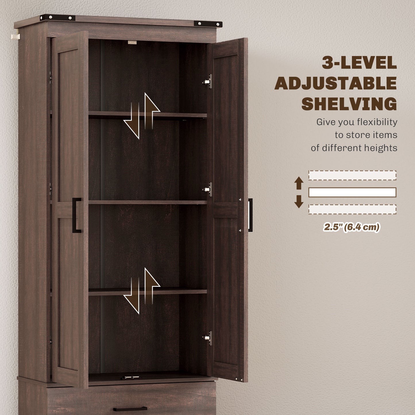 Armoire de cuisine haute 4 niveaux avec tiroirs