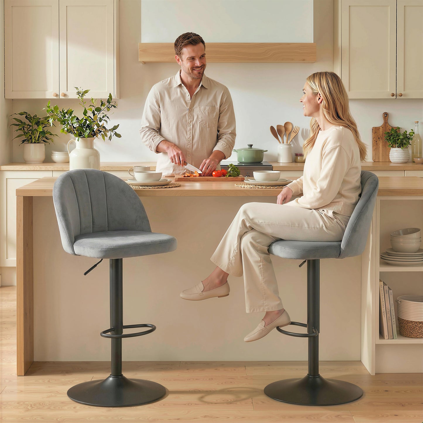 Tabourets de bar pivotants ajustables ensemble de 2