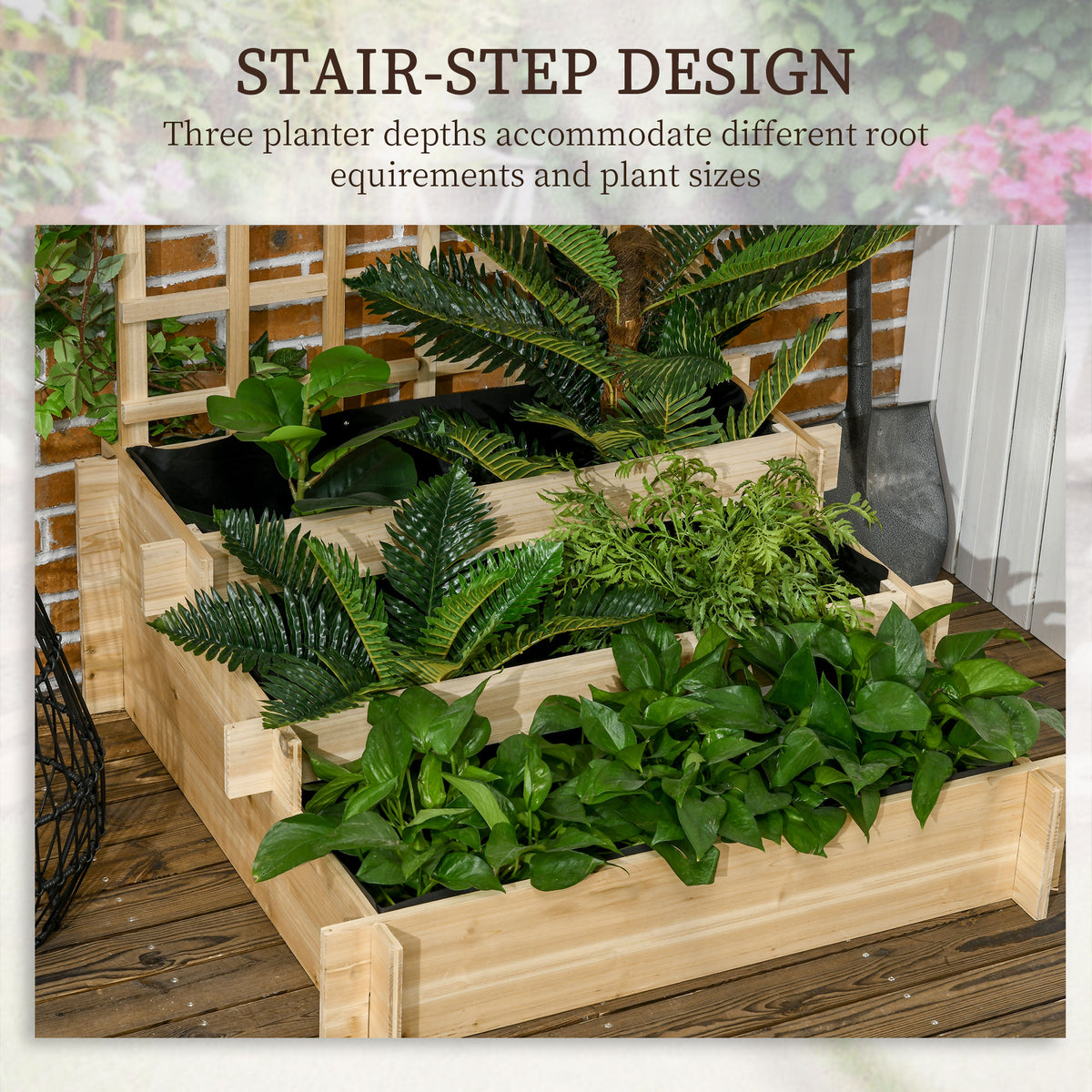 Jardinière surélevée 3 étages avec treillis