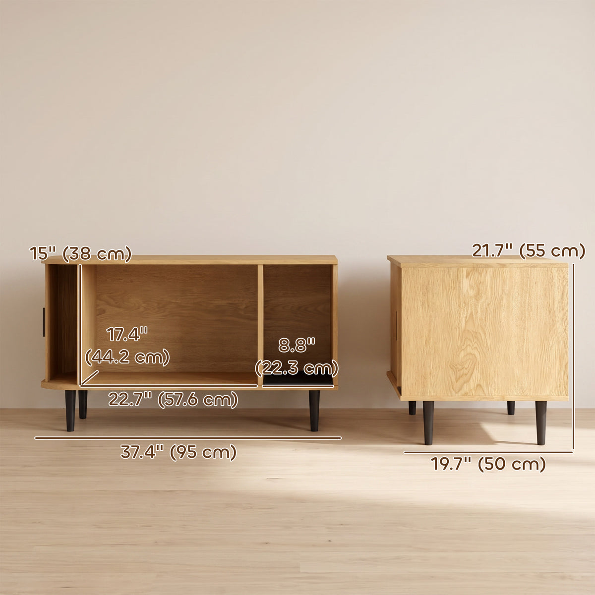 Meuble pour litière de chat coulissant moderne