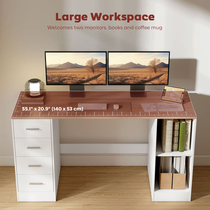 Bureau informatique avec 4 tiroirs et tablette mobile