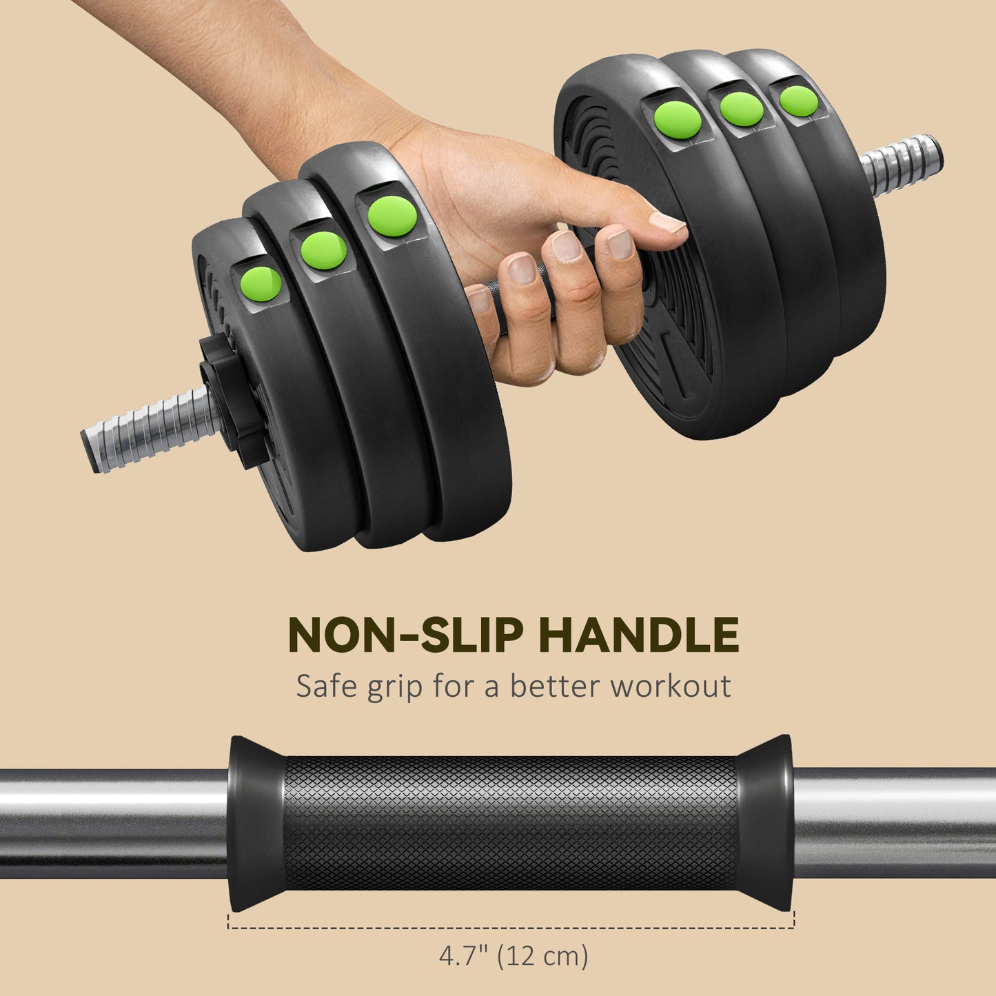 Ensemble haltères et barre 2-en-1 ajustable 30 kg