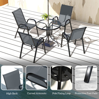 Ensemble de patio cinq pièces table ronde et chaises empilables