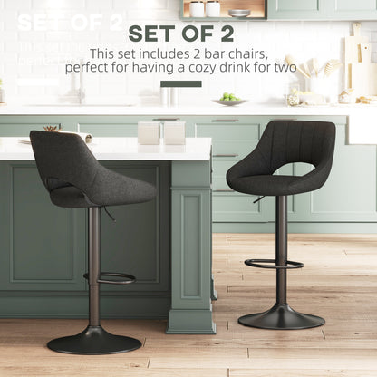 Tabourets de bar pivotants ajustables en lin — Ensemble de 2