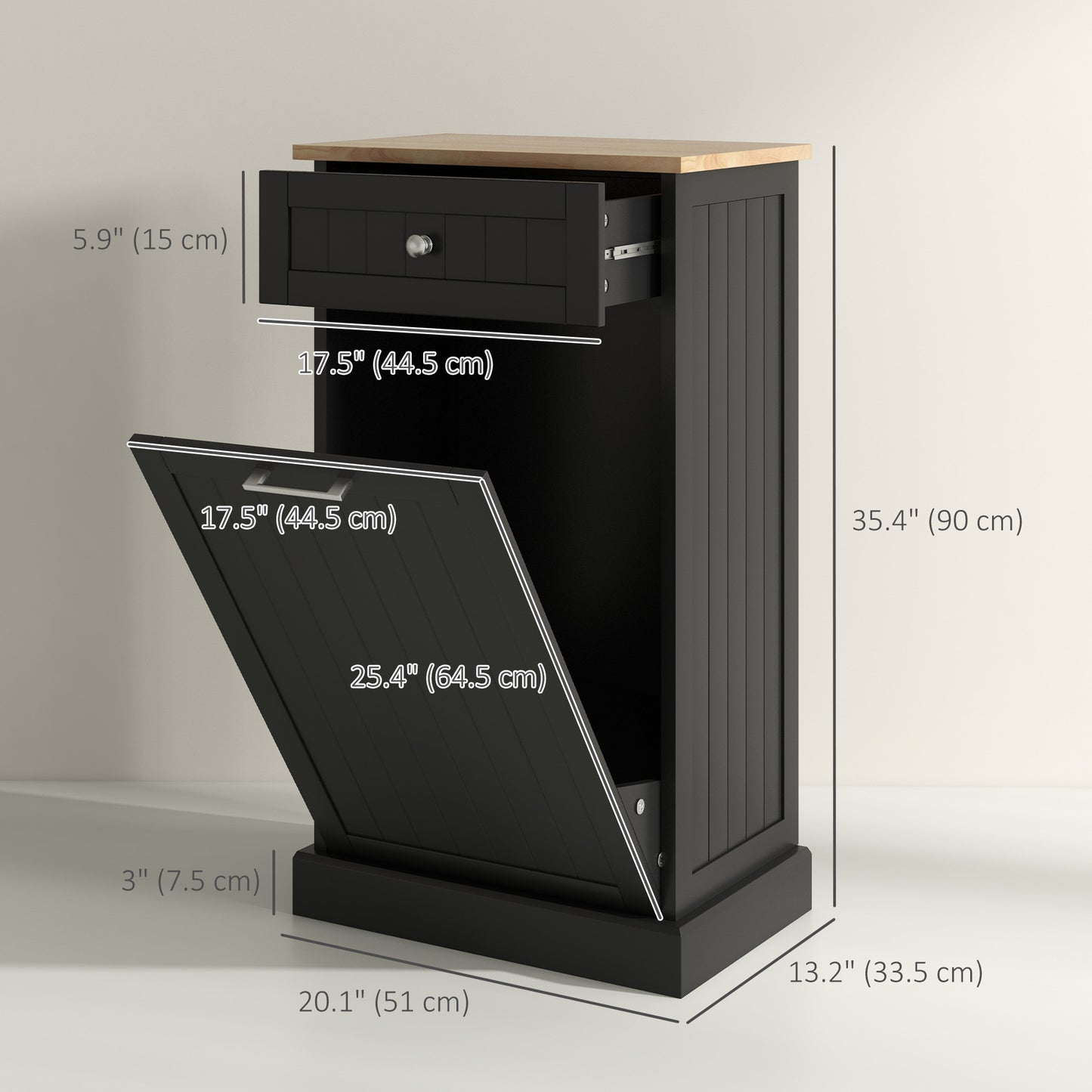 Armoire poubelle basculante avec tiroir