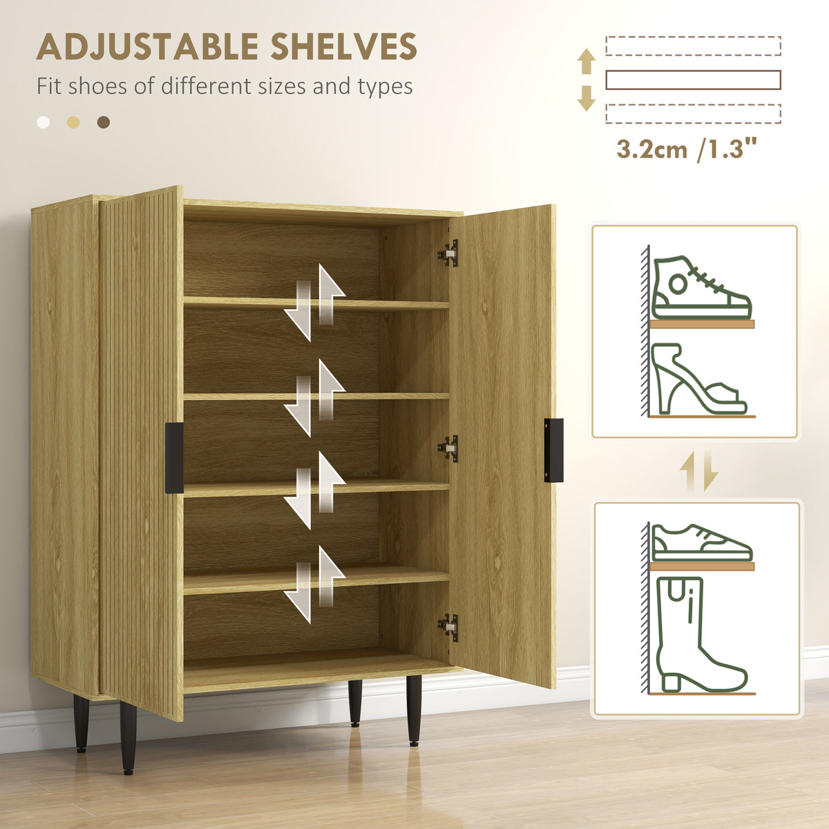 Meuble à chaussures de 5 tablettes style moderne