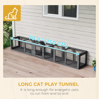 Tunnel pour chat extérieur modulaire 8 portes 249 cm