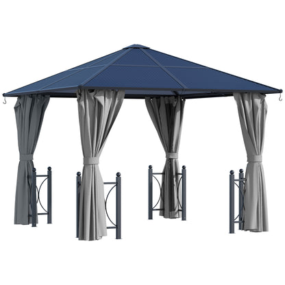 Gazebo rigide aluminium avec toiture PC et moustiquaire