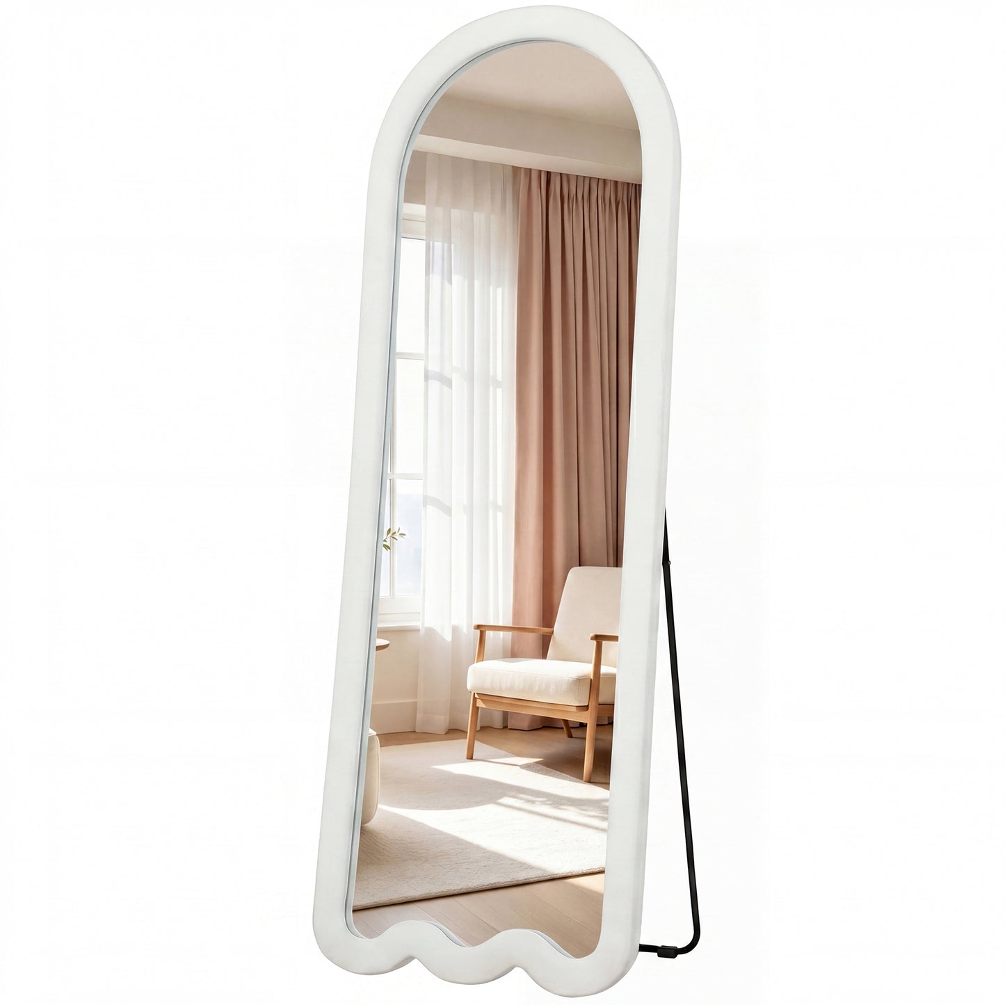 Miroir pleine longueur cadre velours voûté arqué