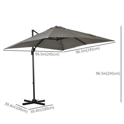 Parasol déporté carré 245 cm rotation 360°