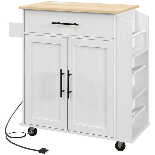 Îlot de cuisine mobile avec prises électriques et rangement