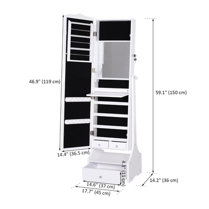 Armoire à bijoux sur pied avec miroir pleine longueur