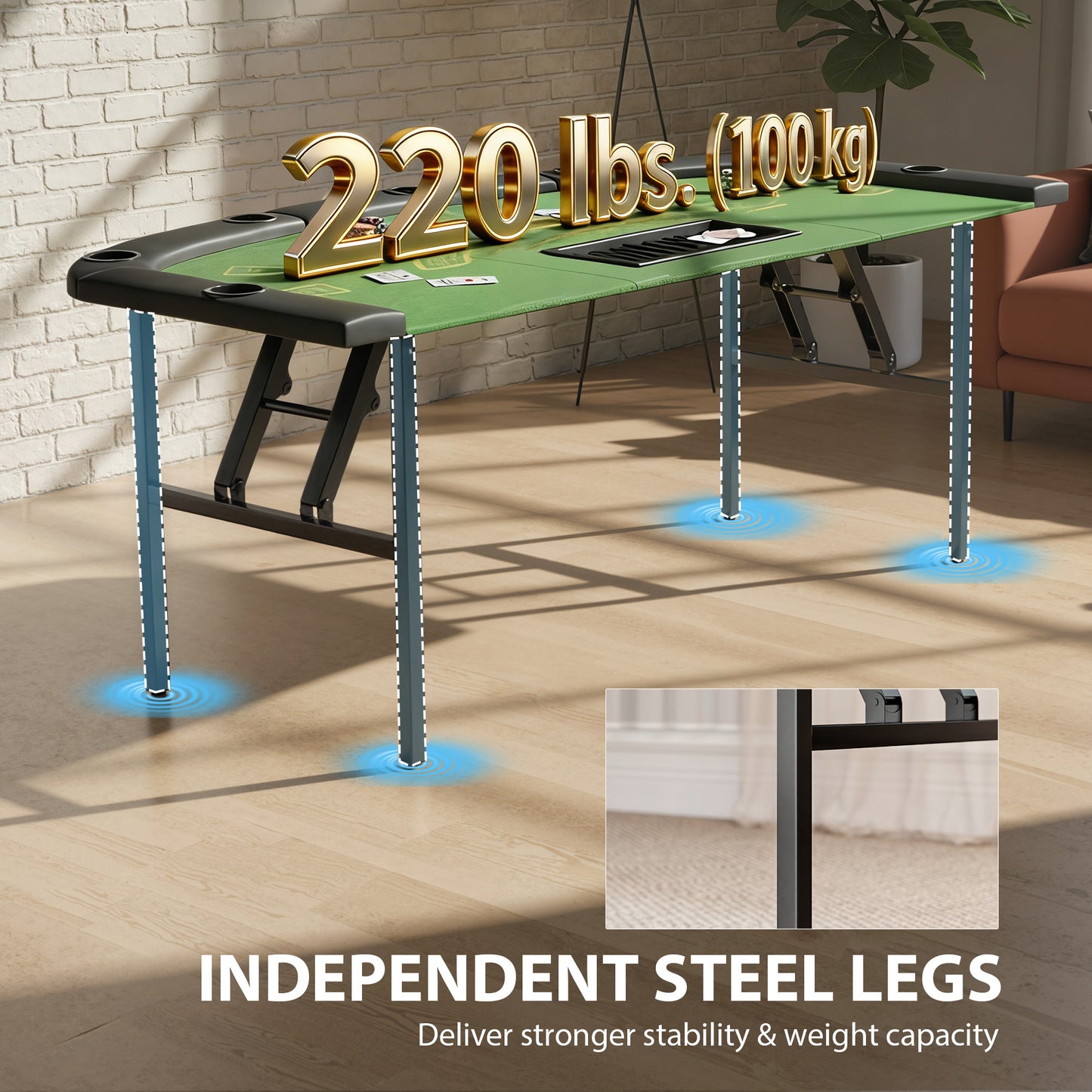 Table de poker pliable demi-lune 8 joueurs