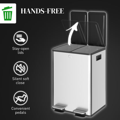 Poubelle double à pédale 2 x 28 litres